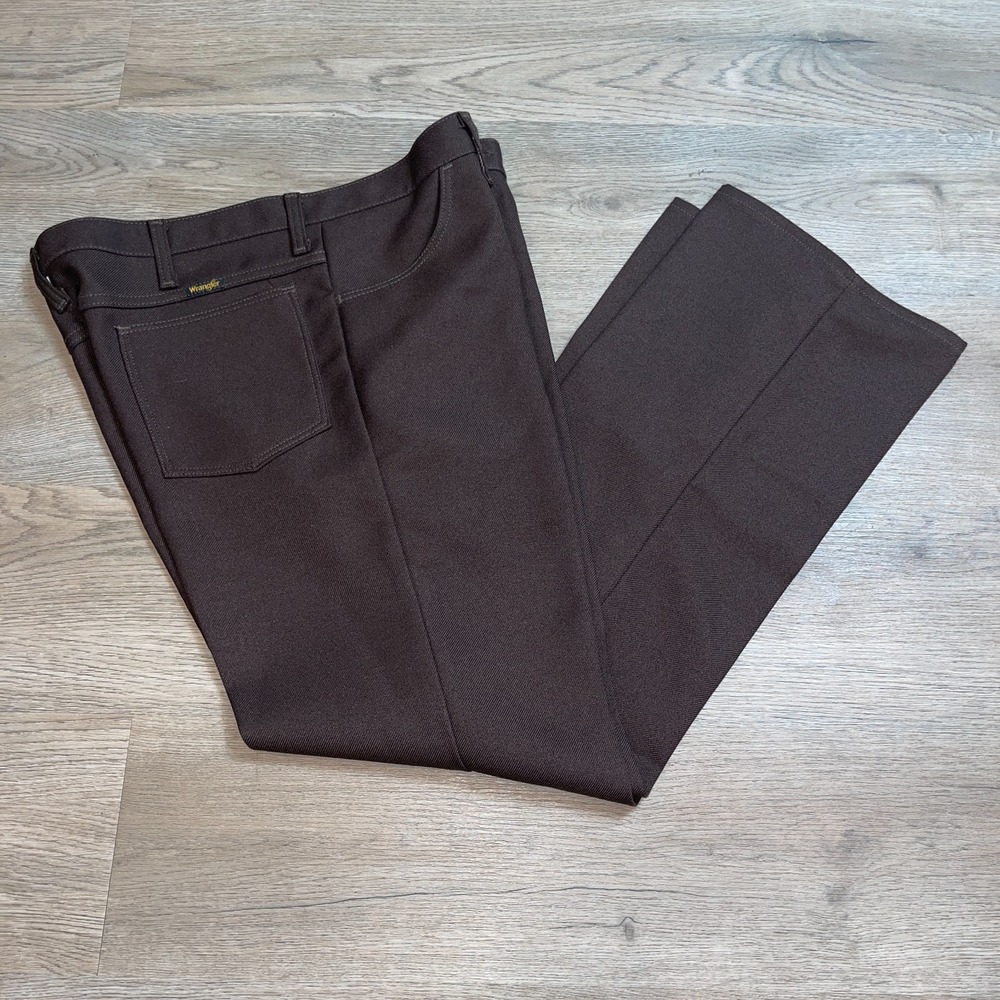 Vintage Wrangler Wranchler Mens 36x30 Brown Dress Jeans Pants Made in USA 82BN
